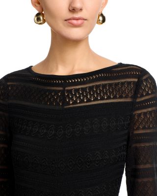 Boat Neck Lace Midi Dress