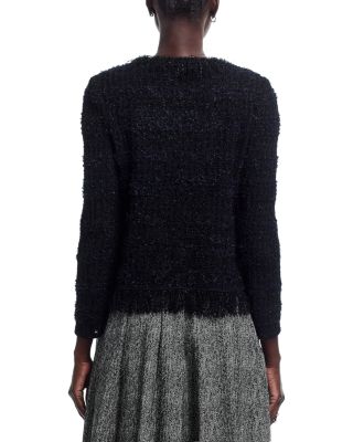 Eyelash Fringe Trim Knit Jacket