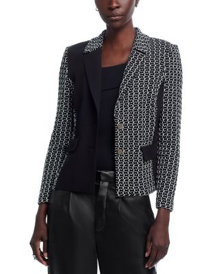 Mixed Media Tweed Knit Blazer
