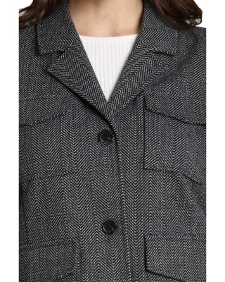 Notch Collar Knit Jacquard Jacket