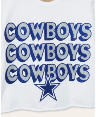  Women's NFL Dallas Cowboys Repeat Glitter Flea Market Crop Tee