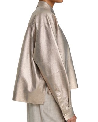 Cropped Leather Boyfriend Shirt 