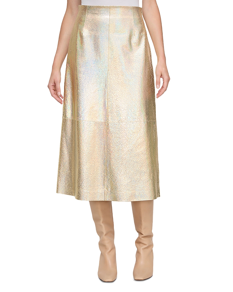 Lafayette 148 New York A Line Midi Leather Skirt