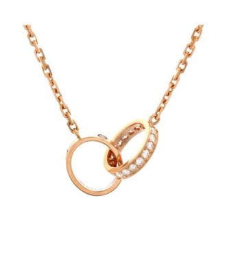  Love Interlocking Necklace 18K Rose Gold with Diamonds, 17.5&amp;#x22;