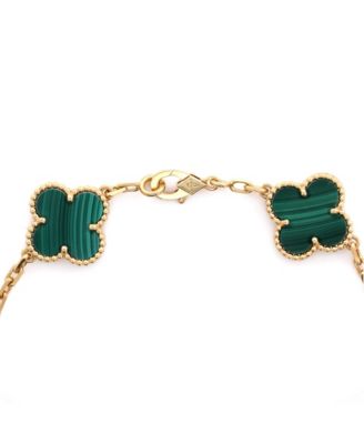  Vintage Alhambra 5 Motifs Bracelet 18K Gold and Malachite with Diamonds