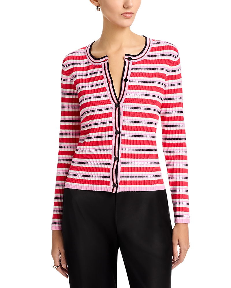 T Tahari Long Sleeve Crewneck Striped Sweater
