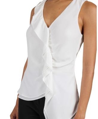  Tyra Sleeveless Top with Asymmetric Ruffles