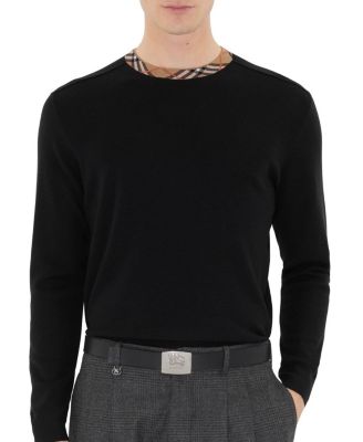 Check Trim Wool Sweater