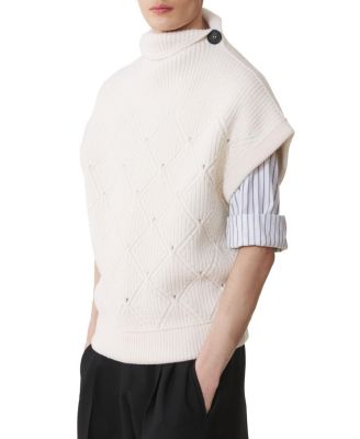  Diamond Detail Sleeveless Wool Sweater
