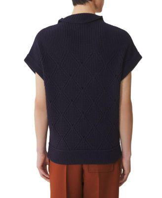  Diamond Detail Sleeveless Wool Sweater