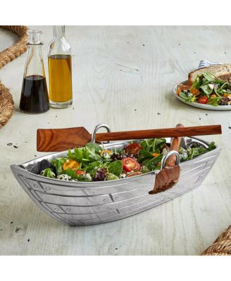  Row Boat Serving Bowl with Wood Serving Utensils