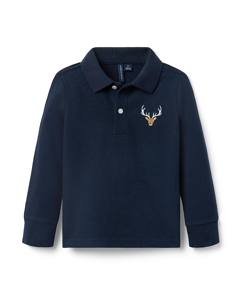 Janie and Jack Unisex Embroidered Deer Pique Polo