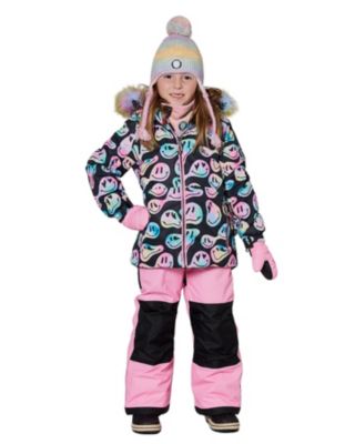 Girls' Two-Piece Play Snowsuit Smiley Face Jacket - Big Kid