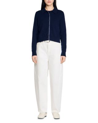 Dantes Striped Trim Wool Cardigan