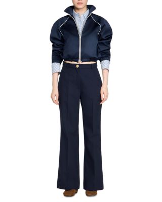 Lionel Straight Wide Leg Wool Blend Trousers