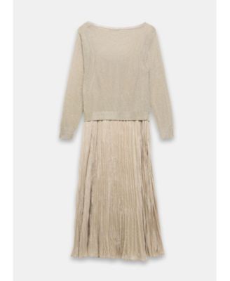  Women's Metallic Knit Layered Sweater Dress