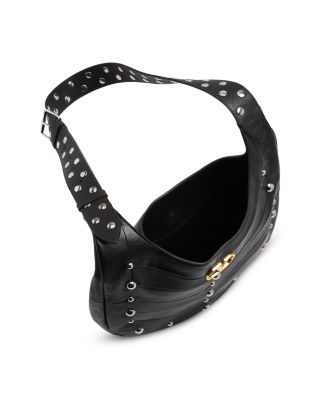 VLogo Stud Embellished Hobo Leather Shoulder Bag