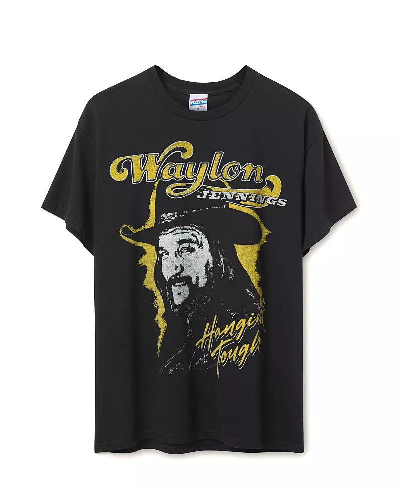 Junk Food Clothing Unisex Waylon Jennings Hangin' Tough Flea Market Tee