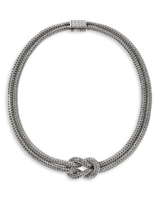 Sterling Silver Love Knot Double Strand Chain Necklace