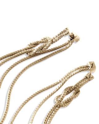 14K Yellow Gold Love Knot Chain Drop Earrings