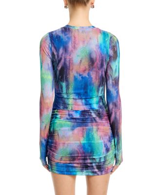 Mirza Long Sleeve Ruched Skirt Dress