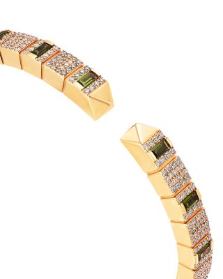 18K Rose Gold Obelisco Diamond & Green Tourmaline Bangle Bracelet