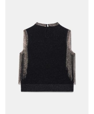  Women's Embellished Fringe Detail Top