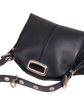 Miss M Mini Fringed Black Leather Crossbody Bag 
