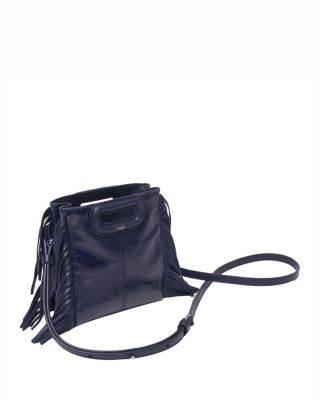 Miss M Mini Fringed Blue Leather Crossbody Bag
