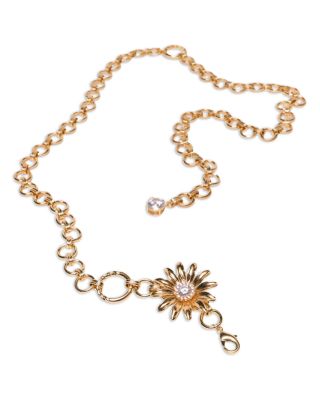 Women's Flower-Embellished Chain Belt