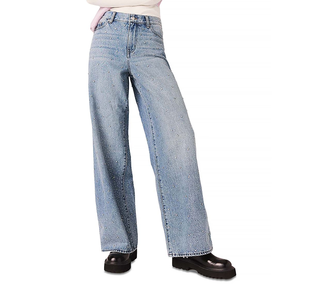 Maje Rhinestone Wide Leg Jeans