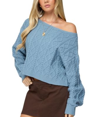 Oversized Off Shoulder Cable Knit Sweater