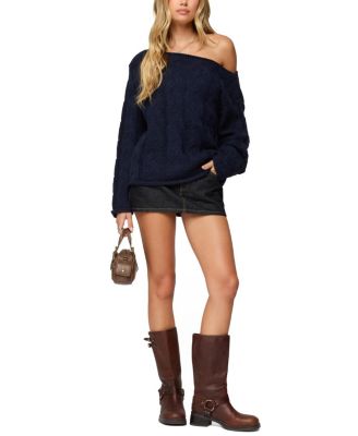 Nellie Off Shoulder Cable Knit Sweater