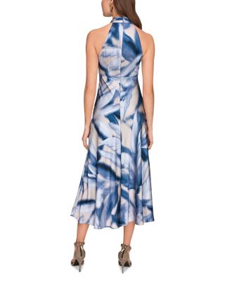 Crossover Neck Midi Dress