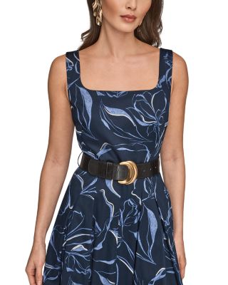 Belted Square Neck Dress