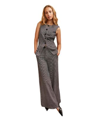 Round Neck Houndstooth Waistcoat