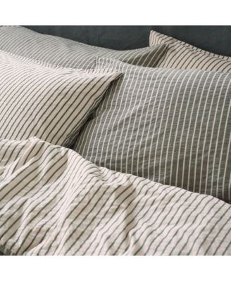 Textured Stripe Cotton Pillowcase Pair