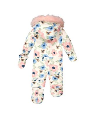 Girls' One-Piece Play Snowsuit Designed for Car Seat Flower - Baby, Little Kid