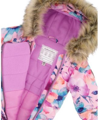 Girls' One-Piece Play Snowsuit Designed for Car Seat Flower - Baby, Little Kid