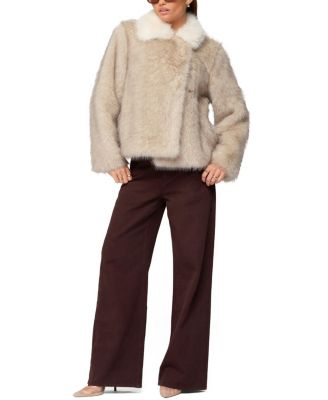 Contrast Collar Faux Fur Jacket