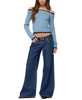 Kezzie Contrast Off Shoulder Knit Top