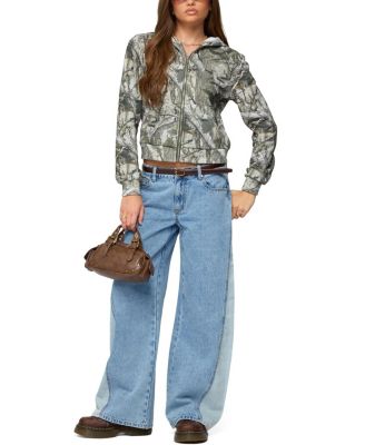  Genna Contrast Panel Low Rise Baggy Jeans in Blue Washed