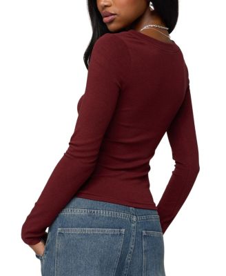 Larna V Neck Ribbed T Shirt