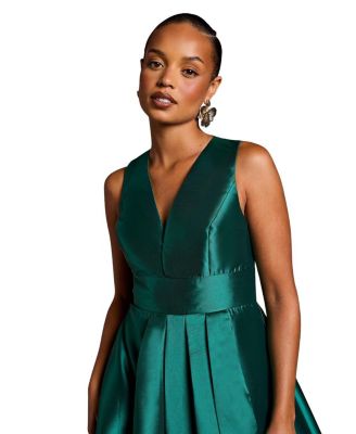 Sleeveless Plunge Waterfall Maxi Dress