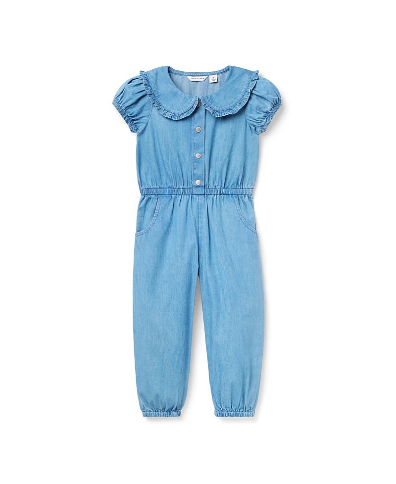 Janie and Jack Girls' Chambray Ruffle Jumpsuit - Baby, Little Kid, Big Kid