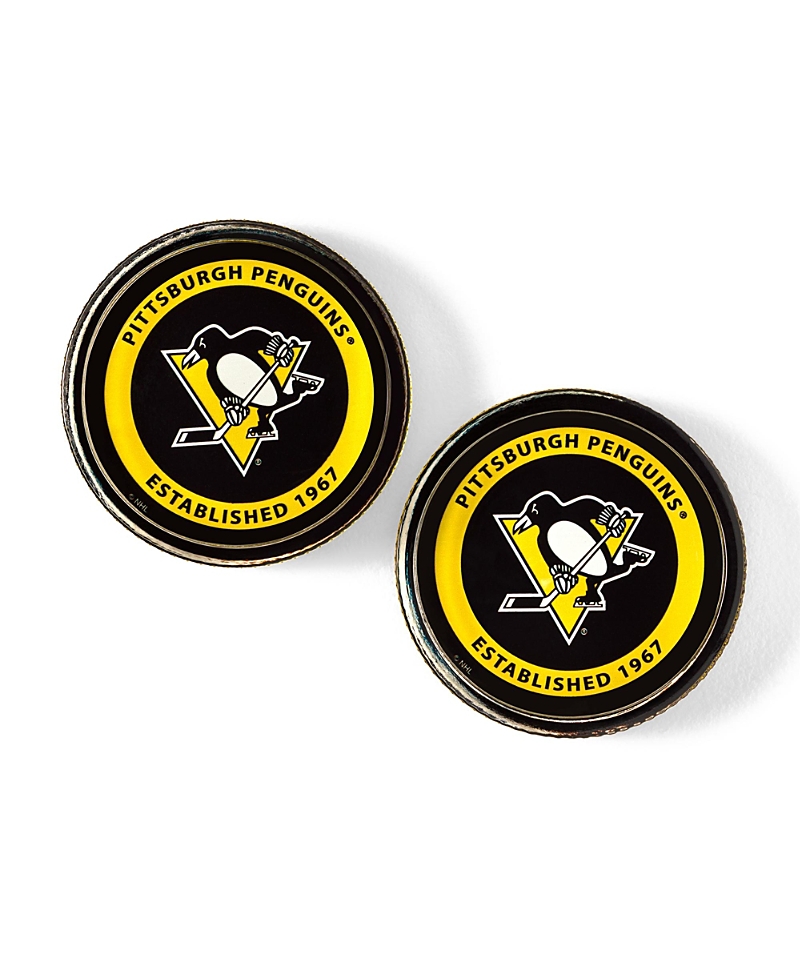 Uncommon Goods Nhl Puck Shaped Glass Coaster, Set of 2