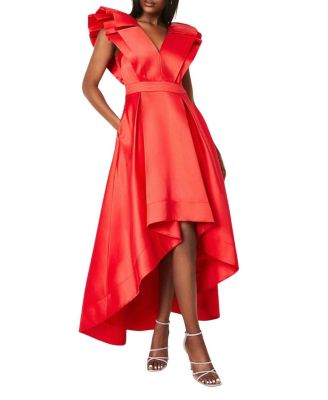 Frill Sleeve V-Neck Midi Dress