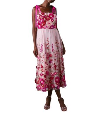 Embroidered Mesh Midi Dress