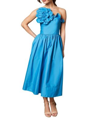 One Shoulder Corsage Midi Dress