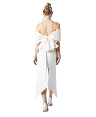 Statement Bardot Mini Bridal Dress